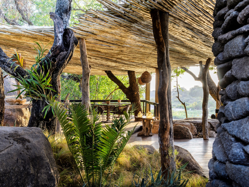 Outdoor Dining Patio Boulders at Singita Boulders Lodge