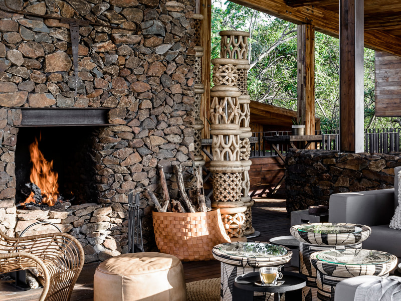 Singita Faru Faru Lodge Fire Place at Singita Faru Faru Lodge