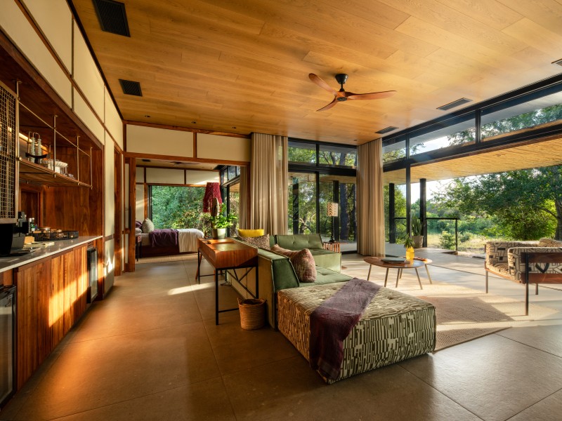 The lounge in a Family Suite at Tanda Tula