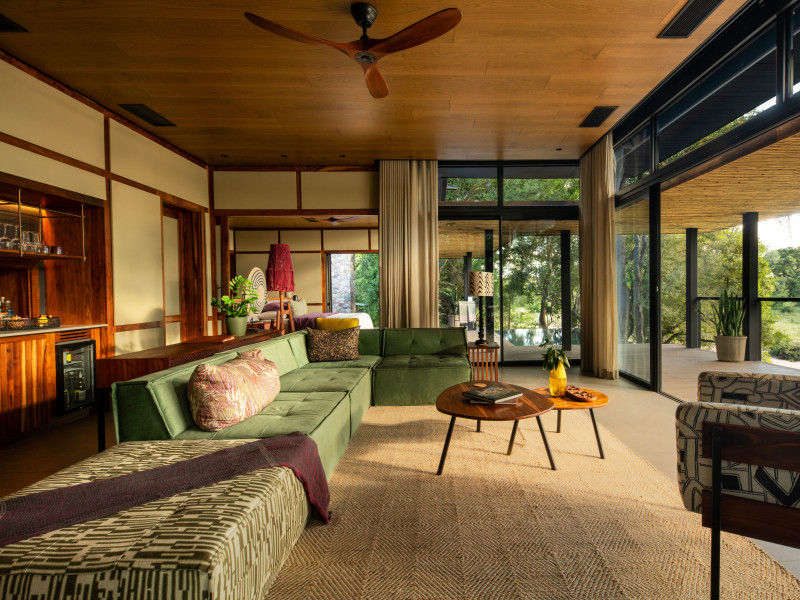 The lounge in a Family Suite at Tanda Tula