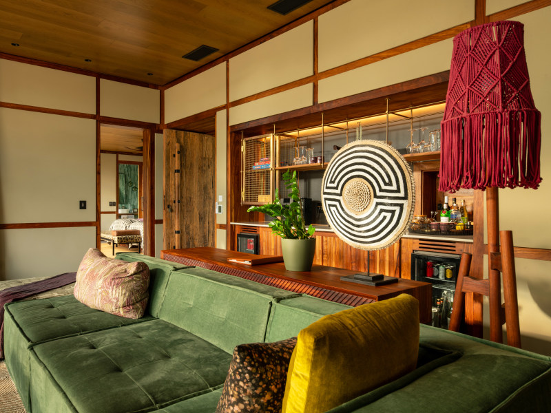 The lounge in a Family Suite at Tanda Tula