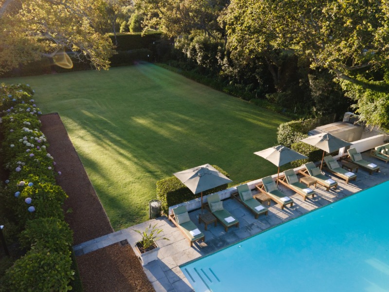 Pool and lawn from above