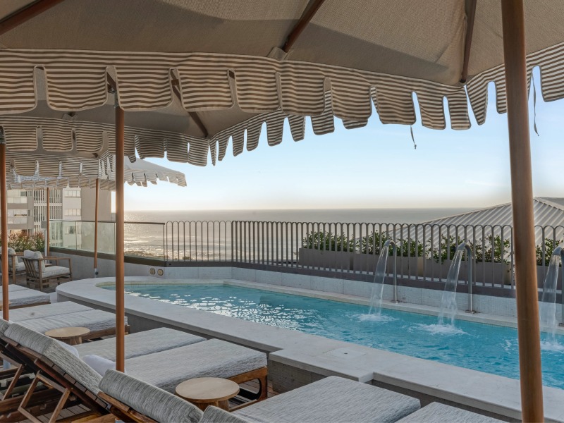 Rooftop pool and loungers