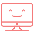 Illustration of a computer screen with a smiley face to convey closeness