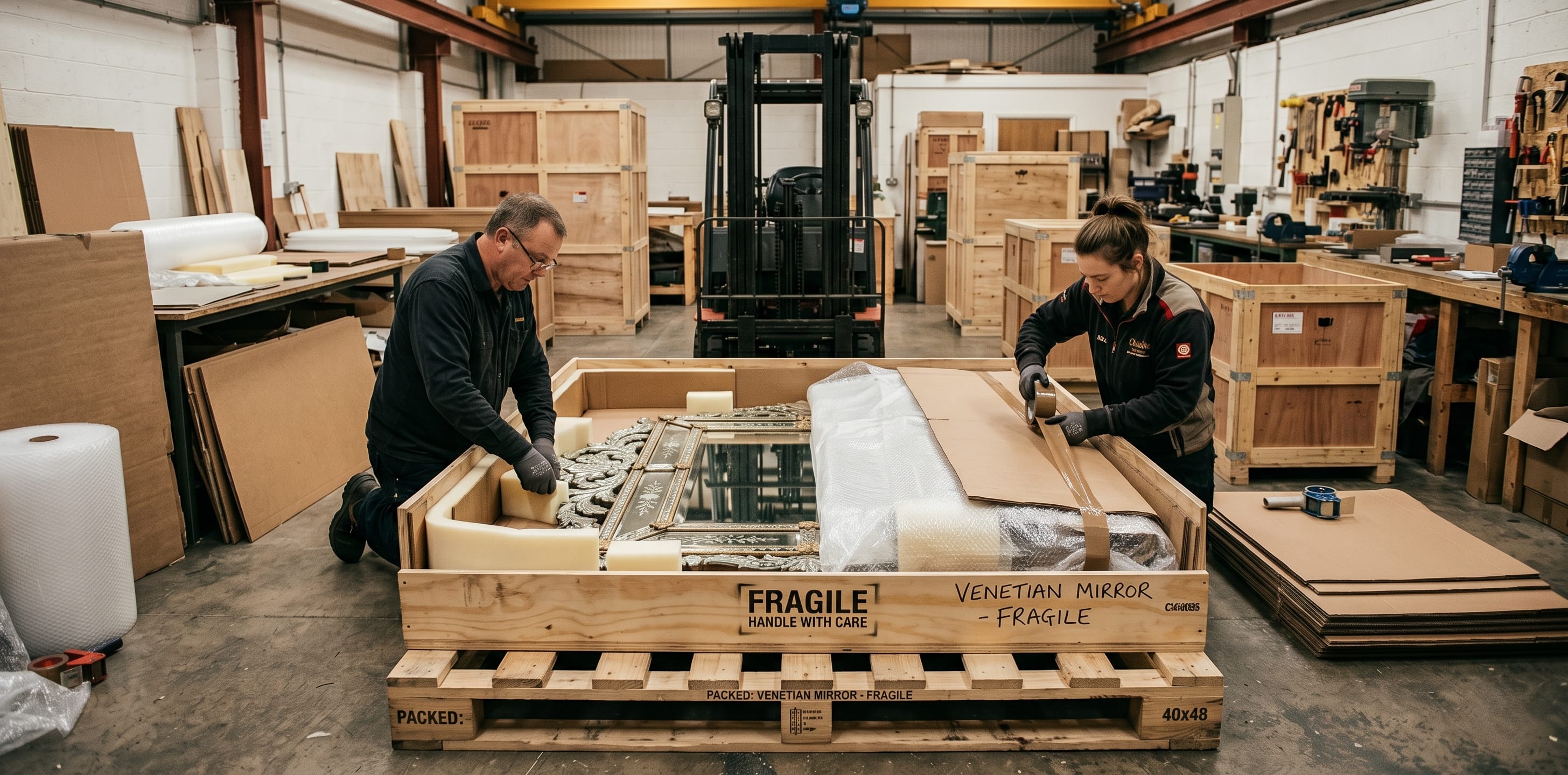 Arte Venezia mirror carefully packed for delivery