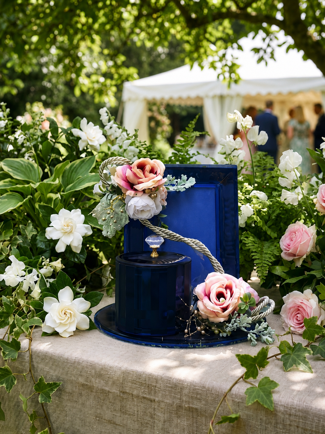 Reception table styled with gifting