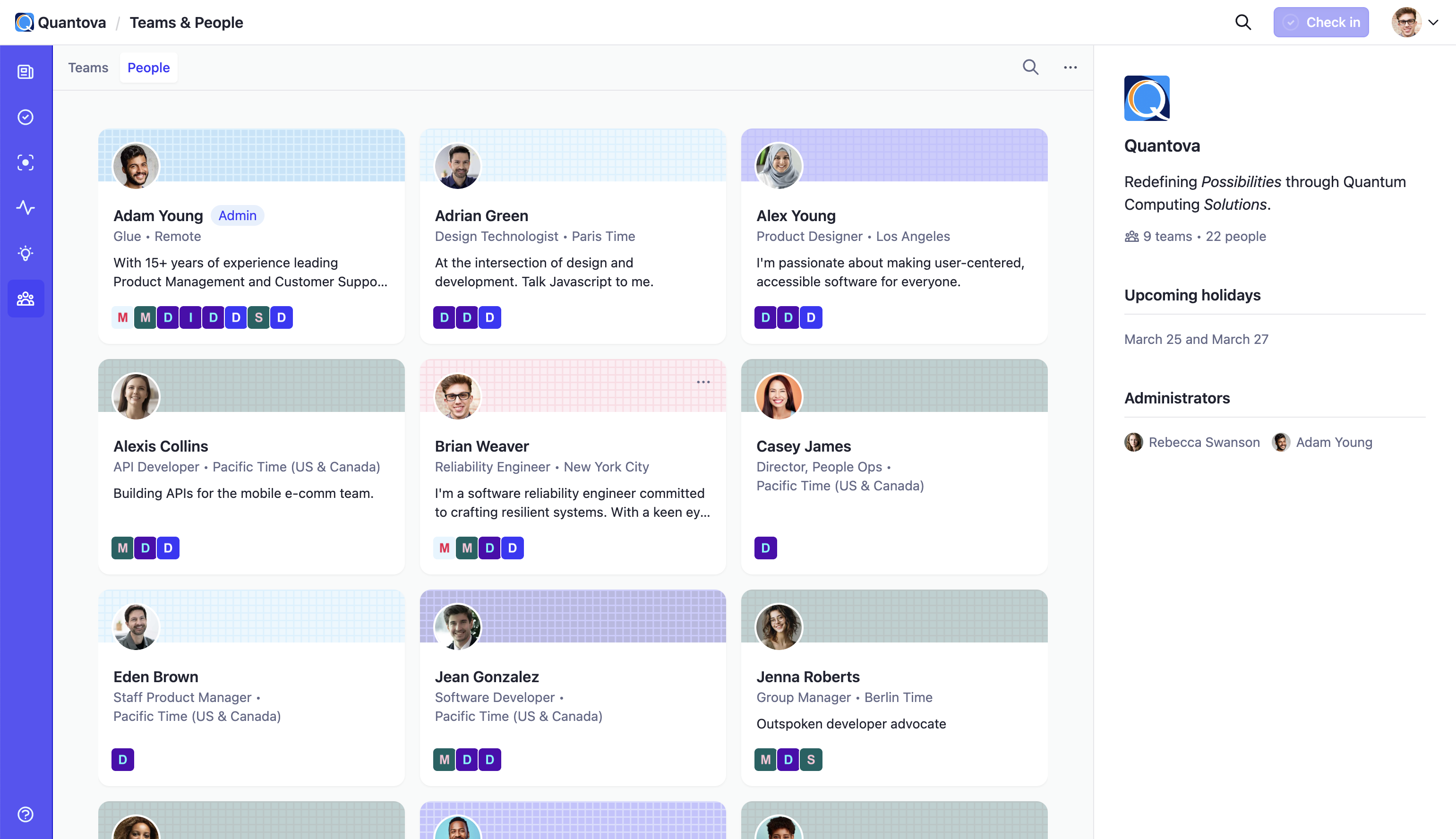 people list for the new team directory in Steady