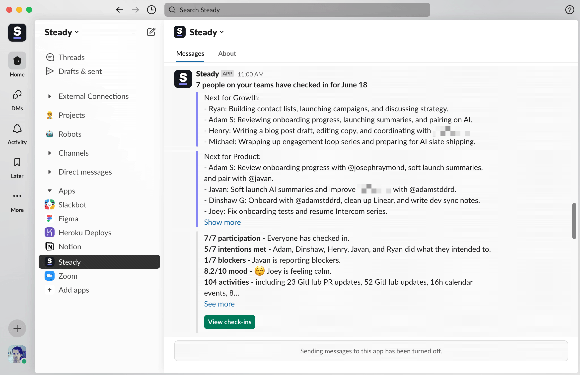 Team Highlights in Slack