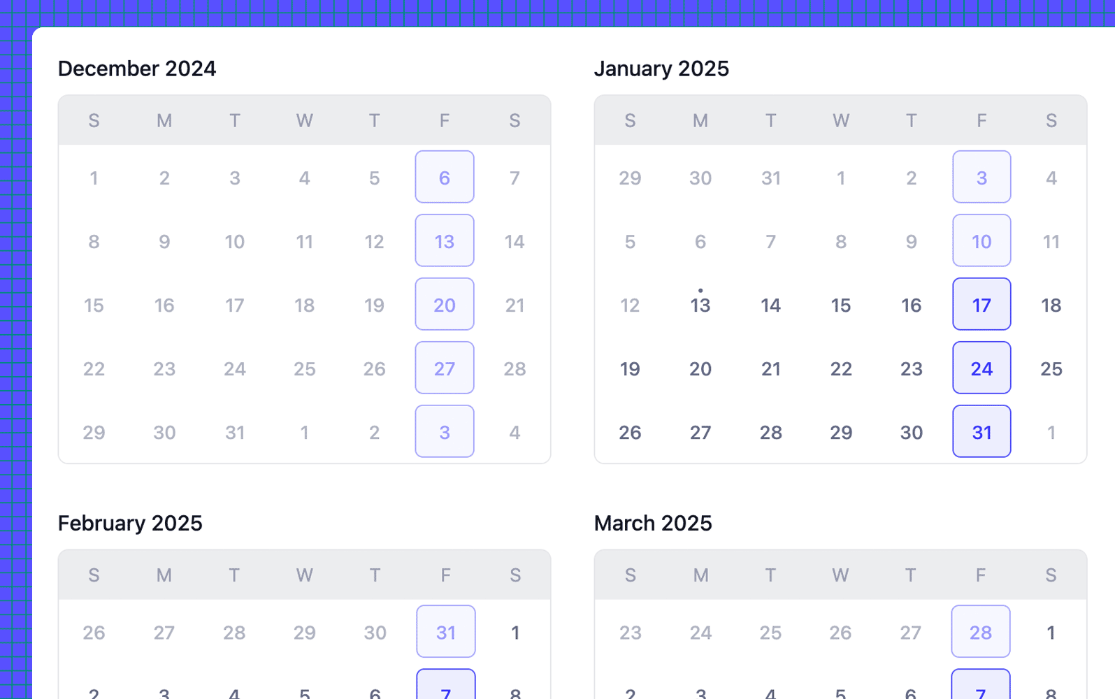 the absences calendar in Steady