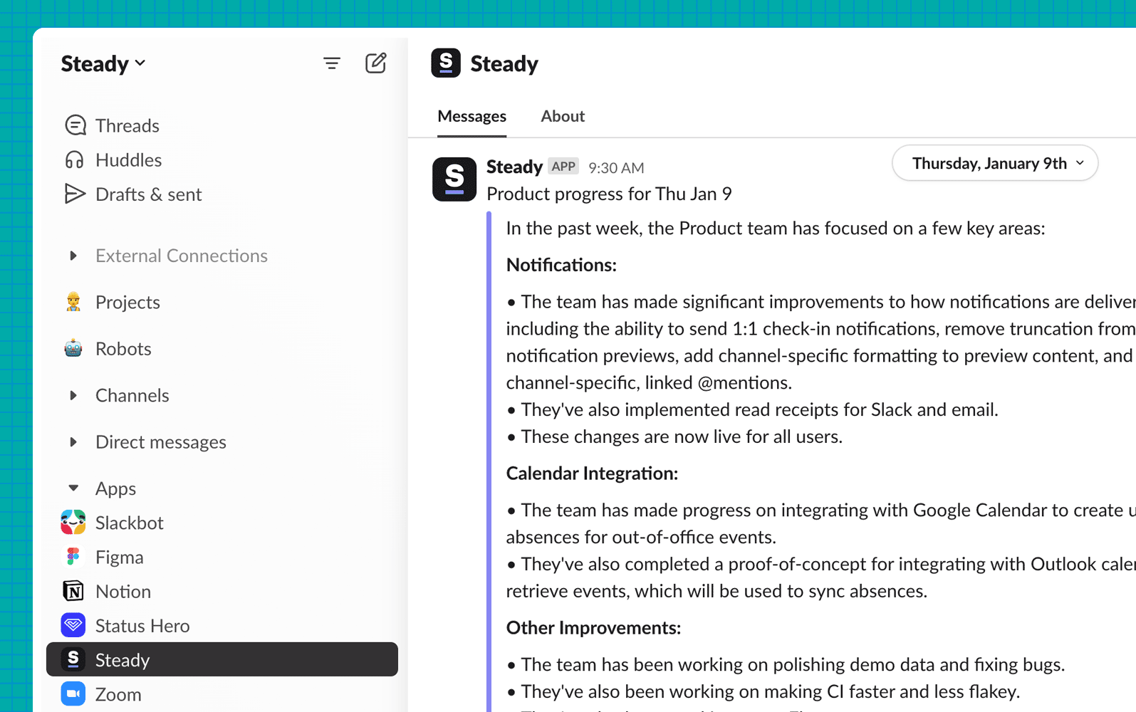 Rich text notifications in Slack