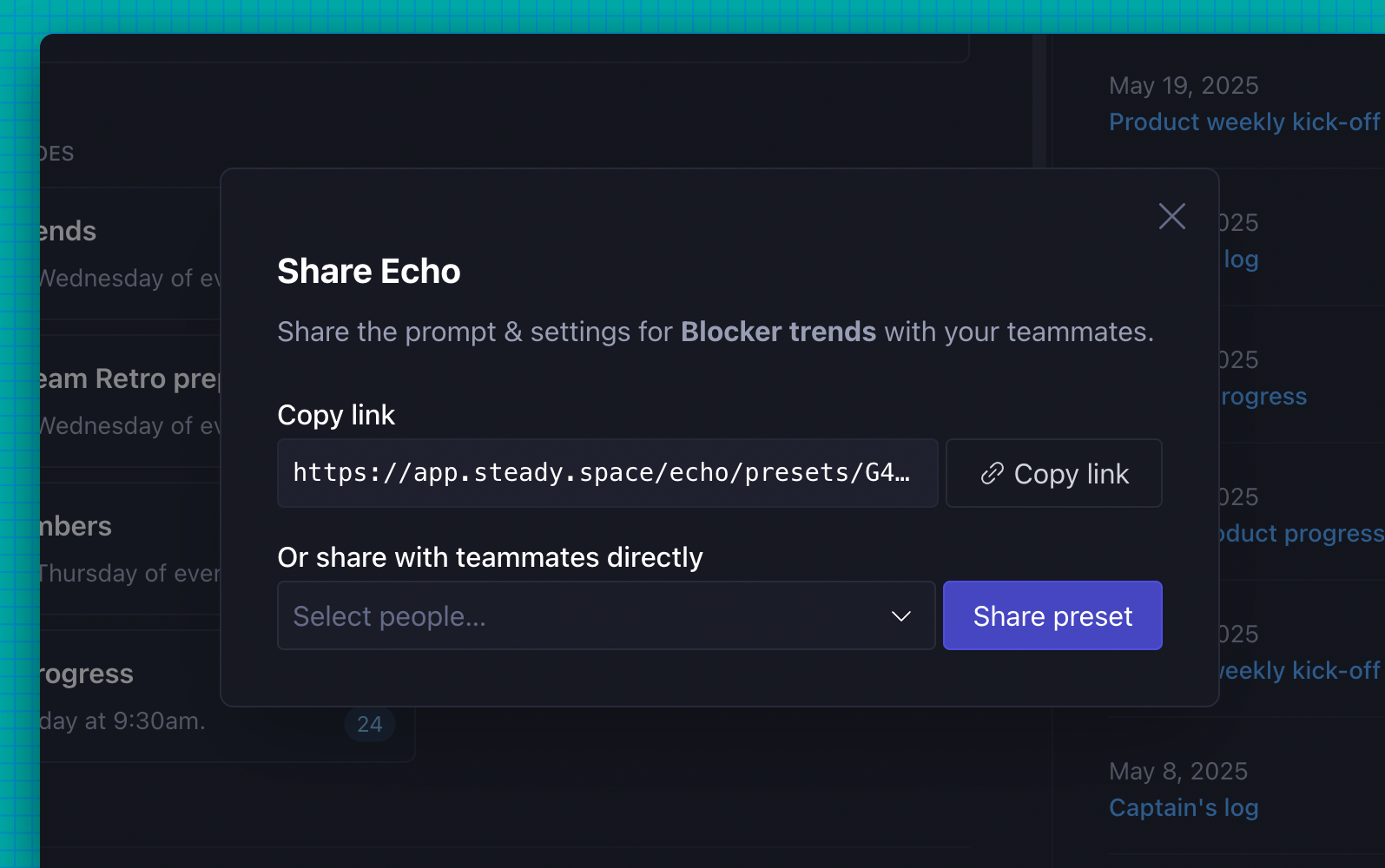The Echoes sharing interface