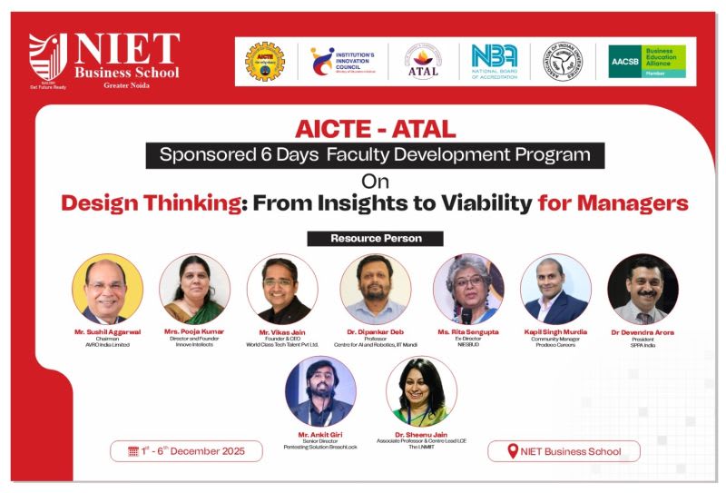 6-Day AICTE–ATAL Sponsored Faculty Development Program on Design Thinking: From Insights to Viability for Managers