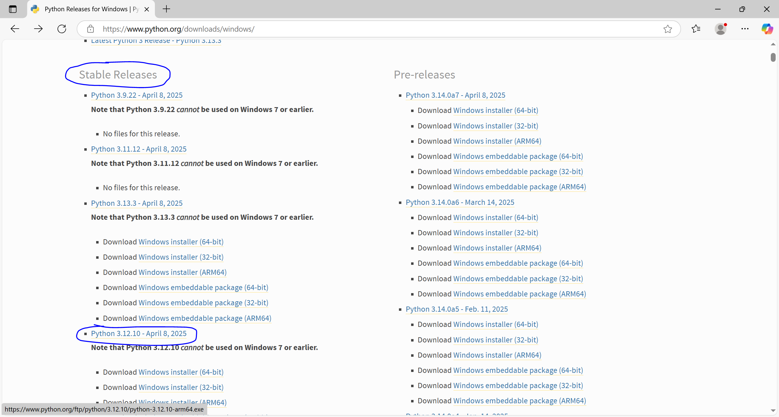 Python download page