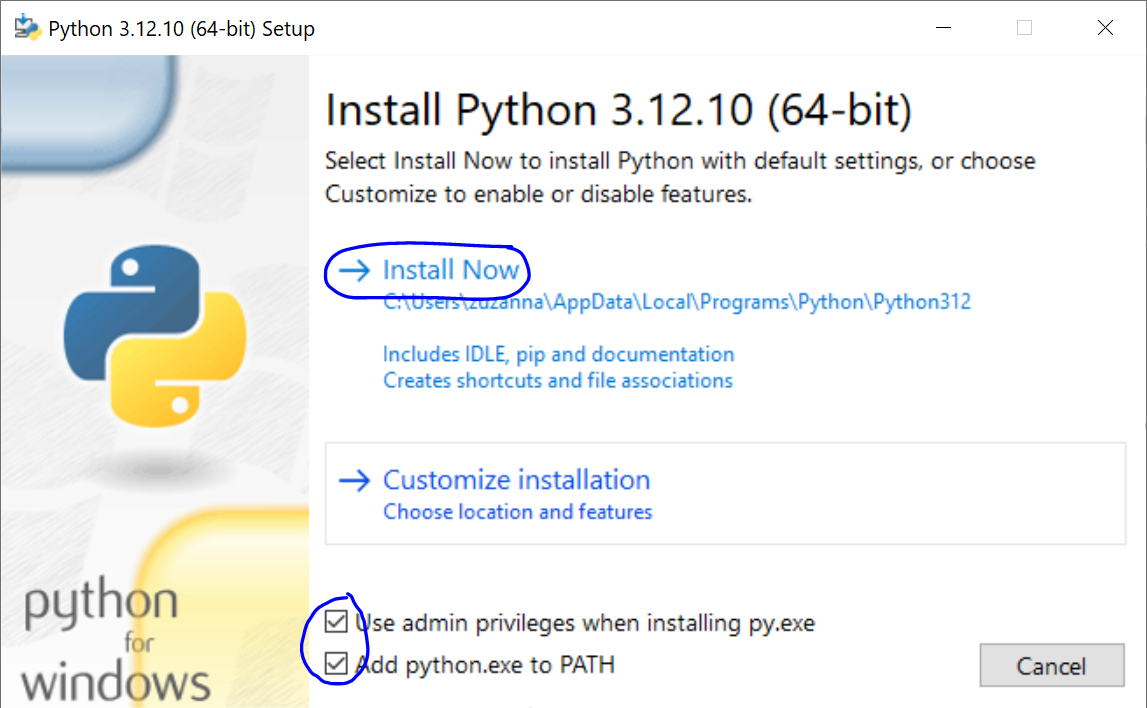 Python installation options
