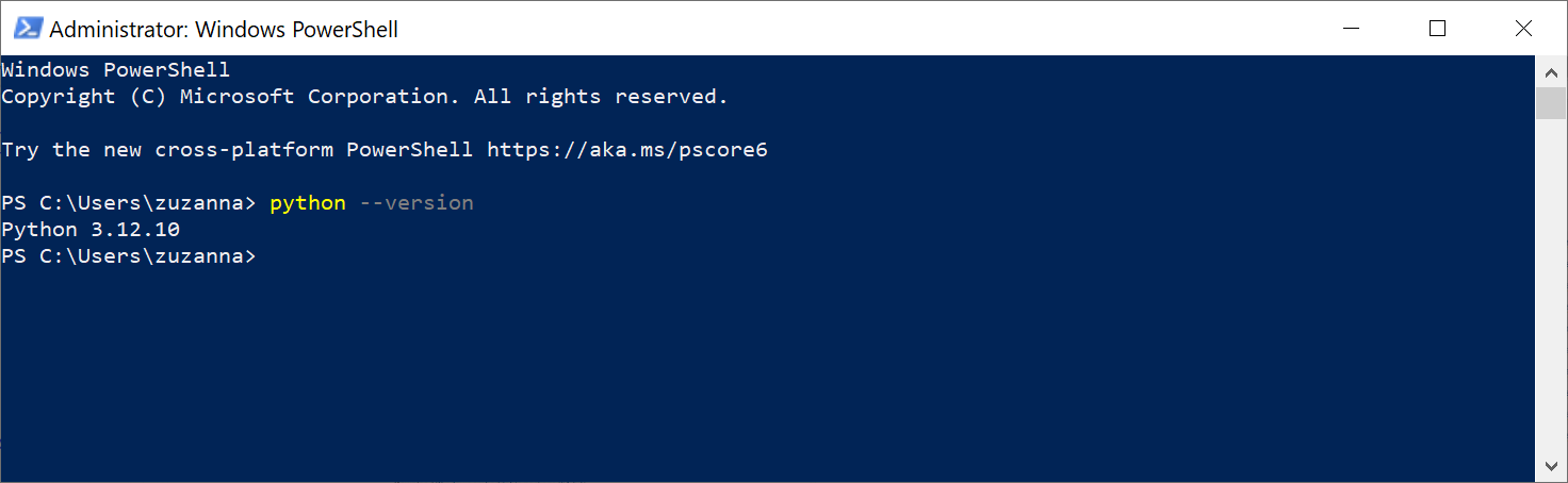 Python version in terminal