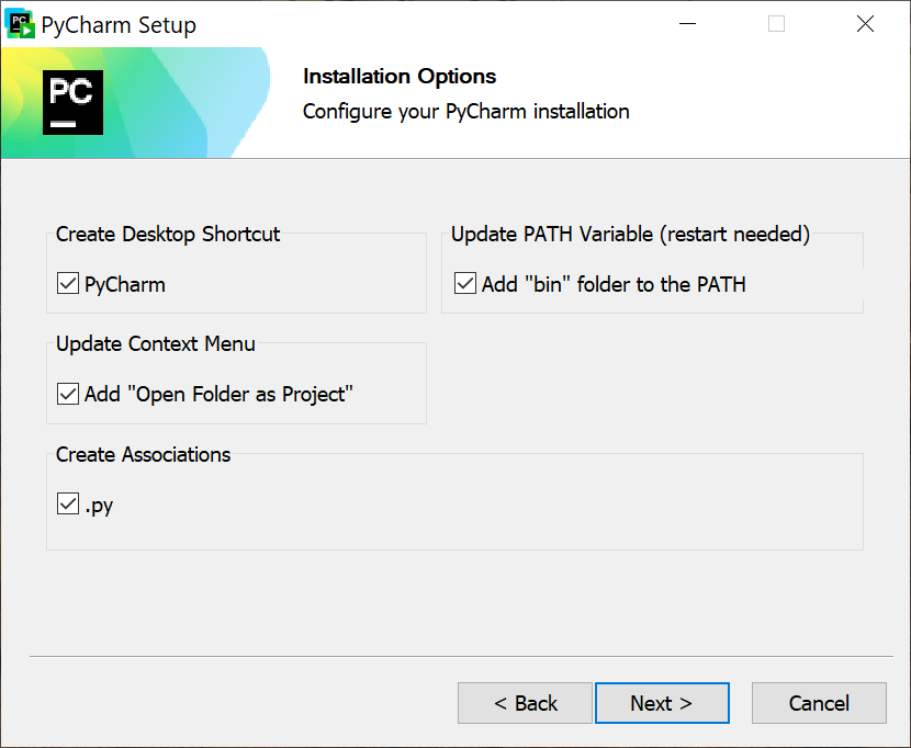 PyCharm installation options