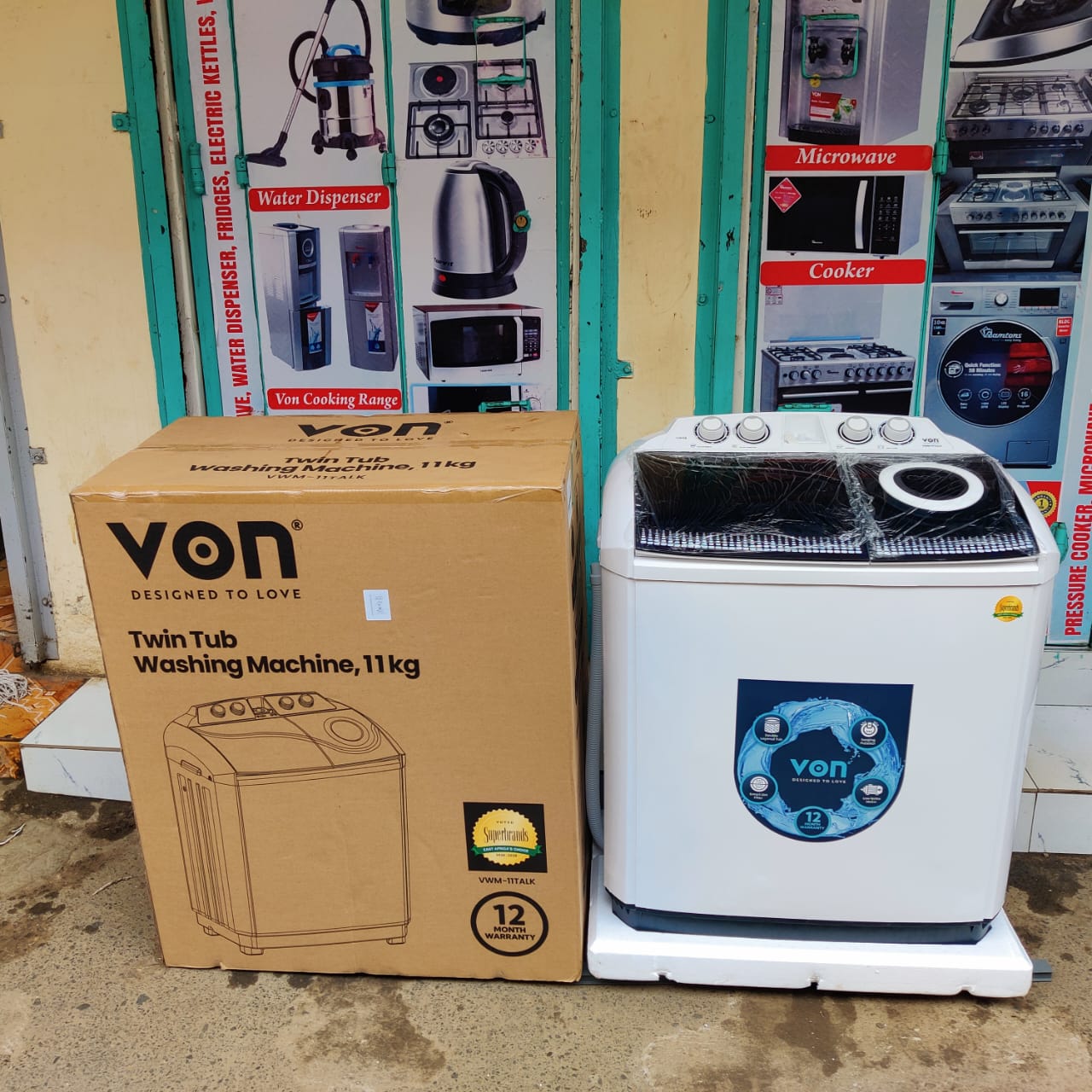 Von 11KG Twin Tub Washing Machine VWM-11TALK – Semi Automatic