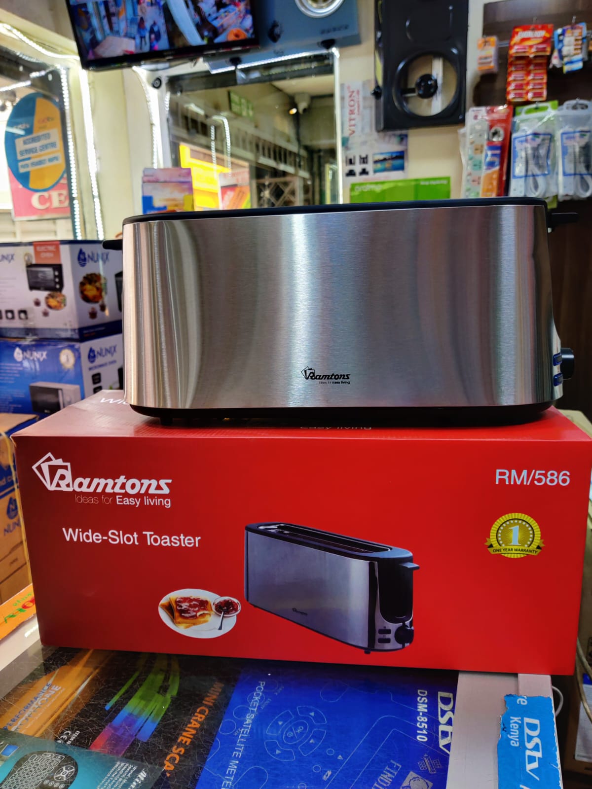 Ramtons RM/586 Wide-Slot Toaster – Stainless Steel 2-Slice Bread Toaster
