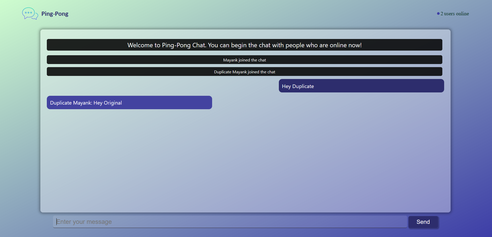 Ping Pong Chat App