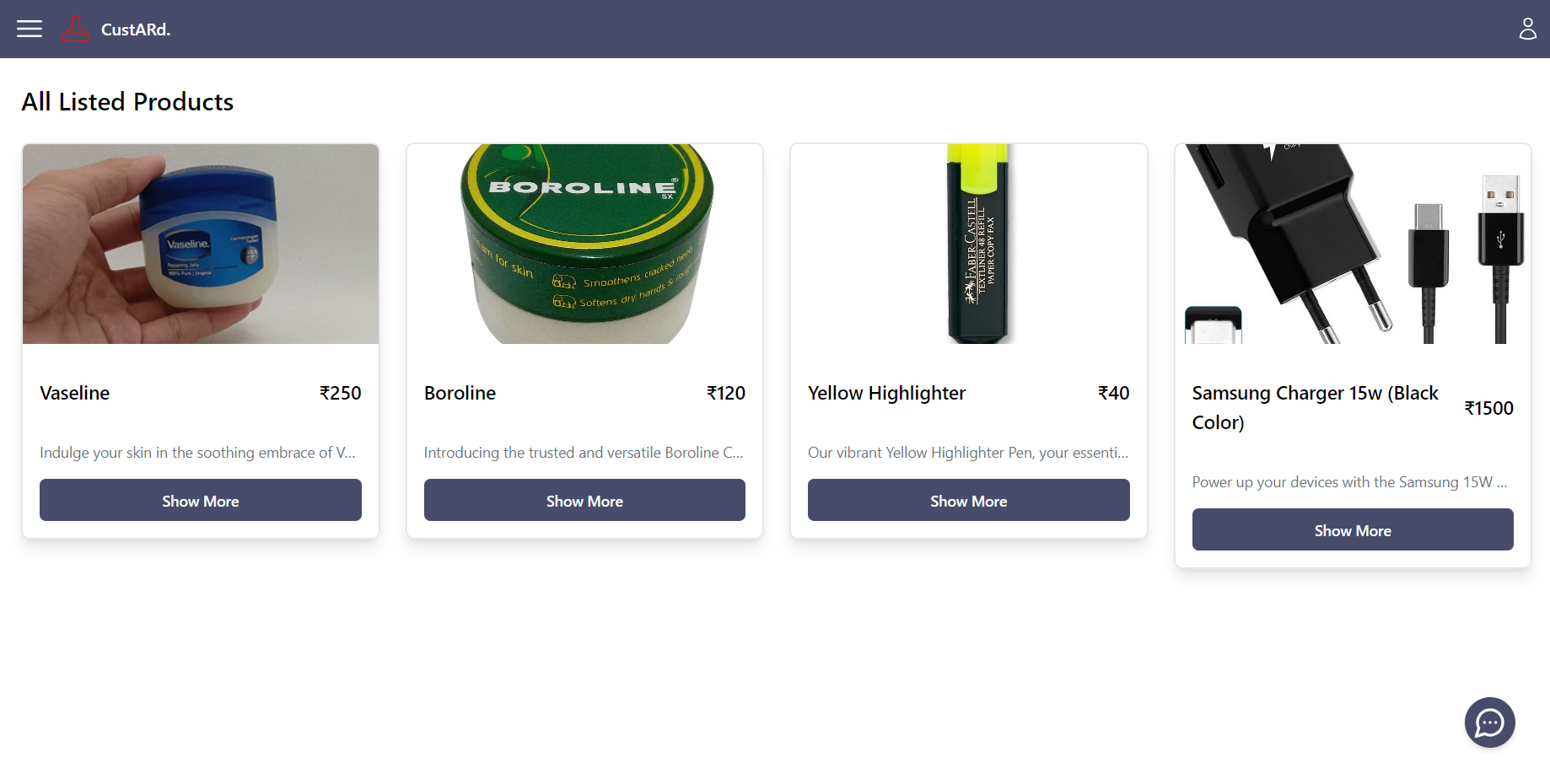 Products Page