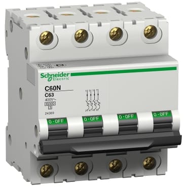 Schneider Electric A9N18376 Acti9 C120N 4P 125A C Curve MCB, 10kA