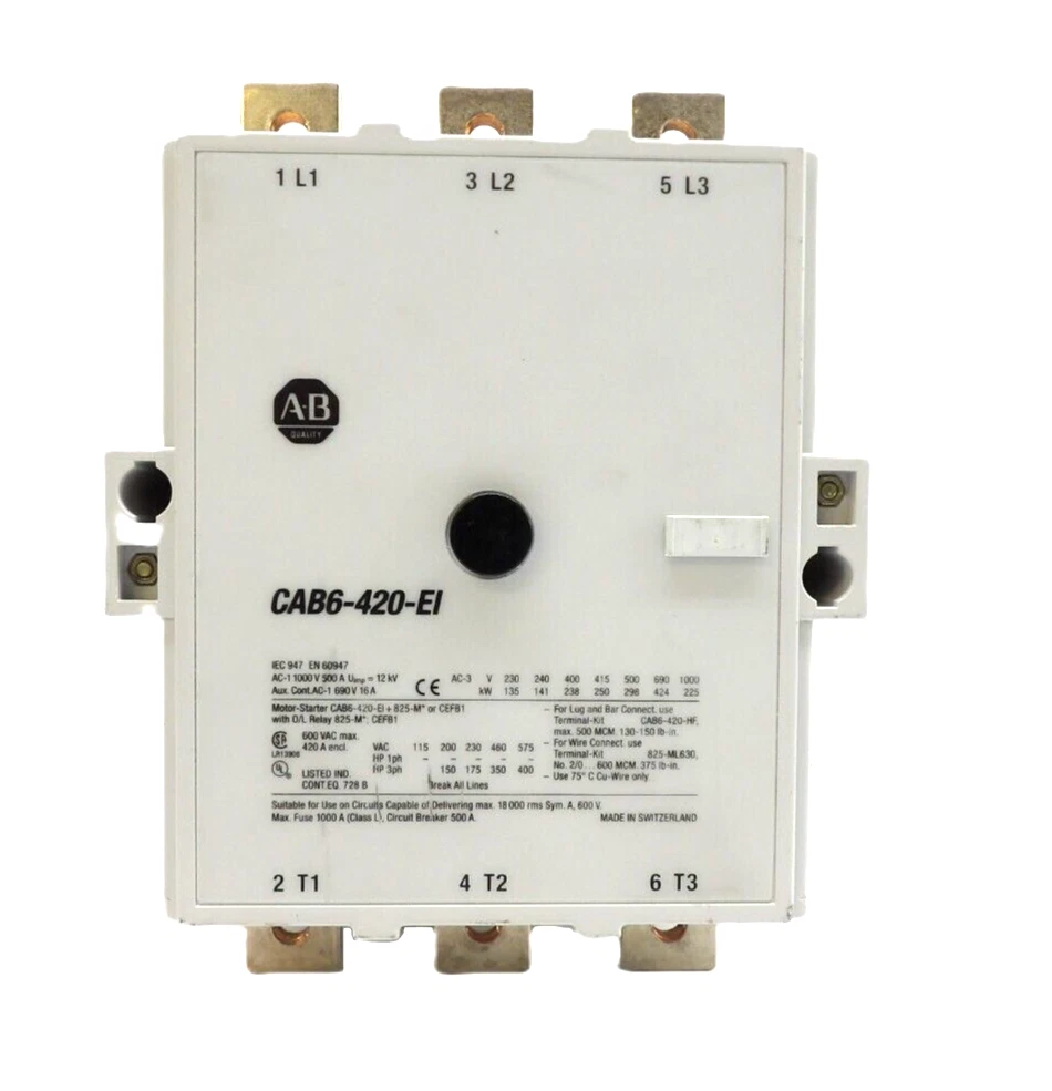 Allen-Bradley CAB6-420-EI 500A 3-Pole Contactor