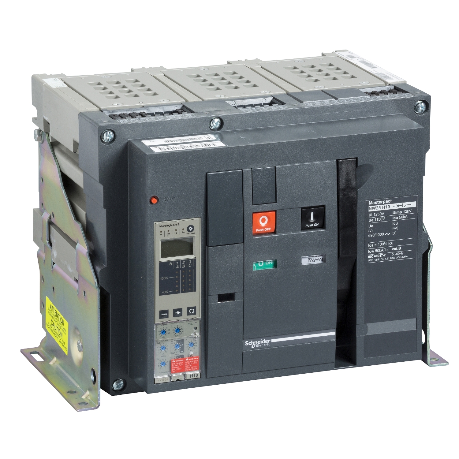 Schneider MasterPact NW25H10 2500A 3 Pole Drawout ACB
