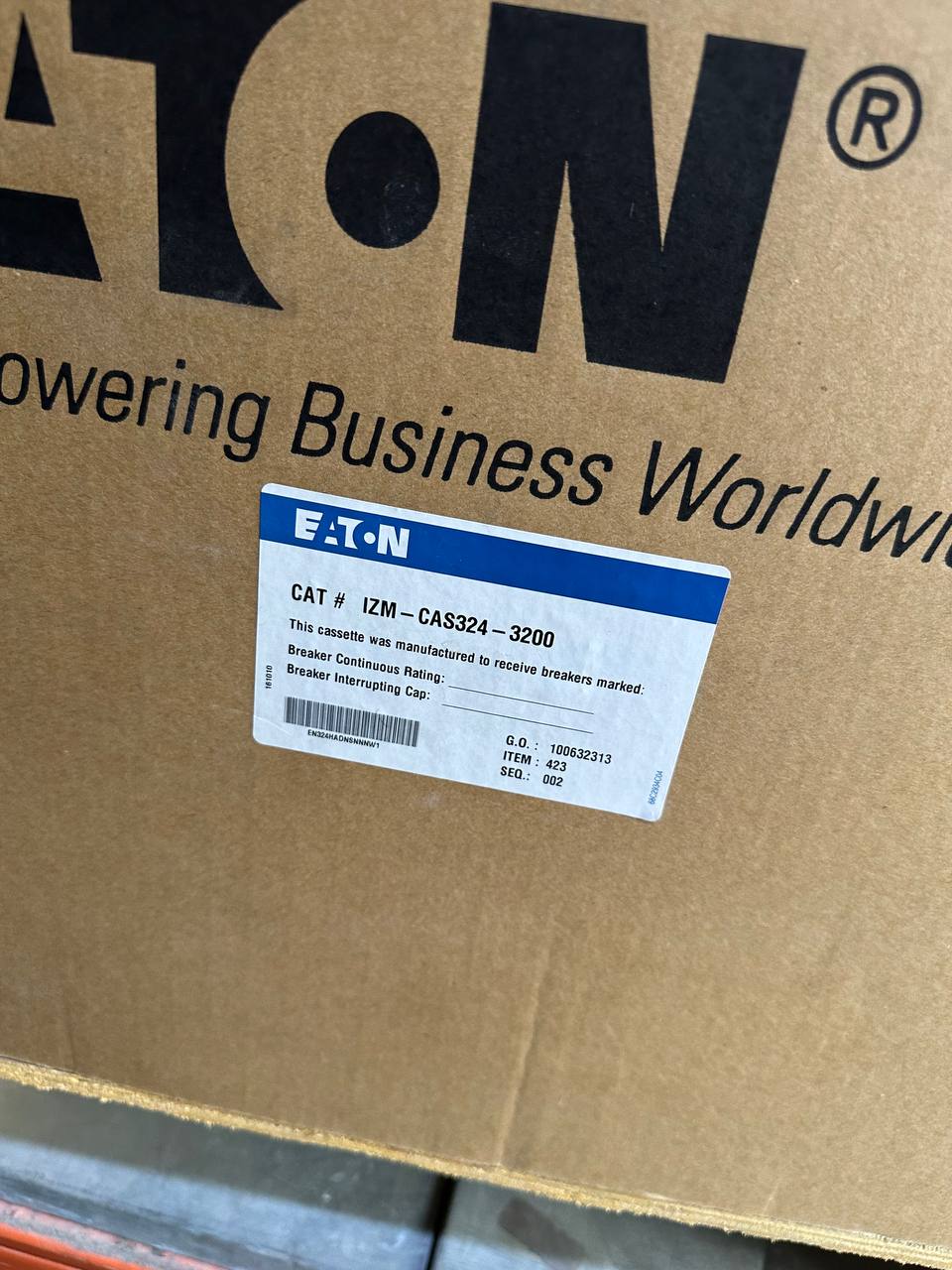 Eaton IZM-CAS324-3200 3200A 4 Pole Withdrawable Cassette