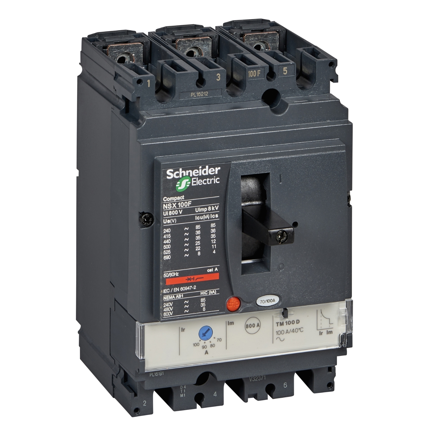 Schneider Electric Compact NSX100F TMD 100A 3 Pole 3D Circuit Breaker