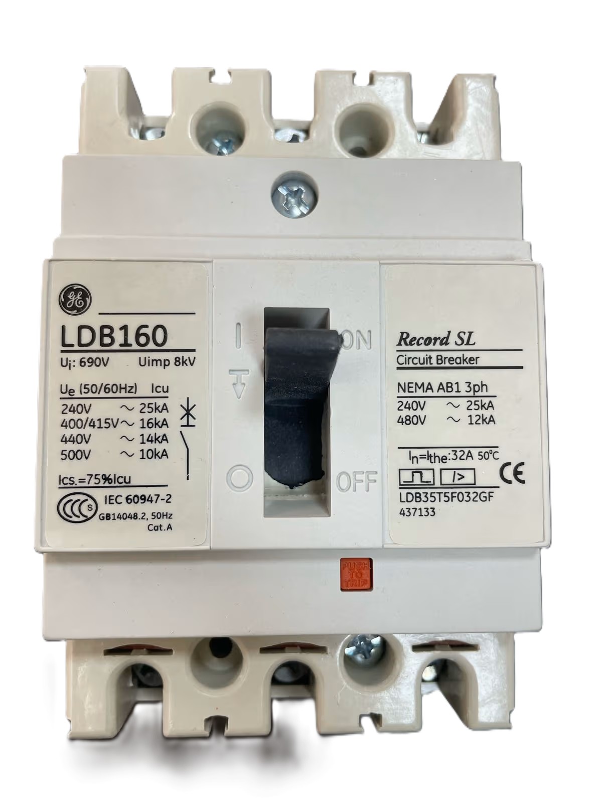 GE LDB160 32A 3-Pole MCCB LDB35TF032GF | 16kA Thermal Magnetic