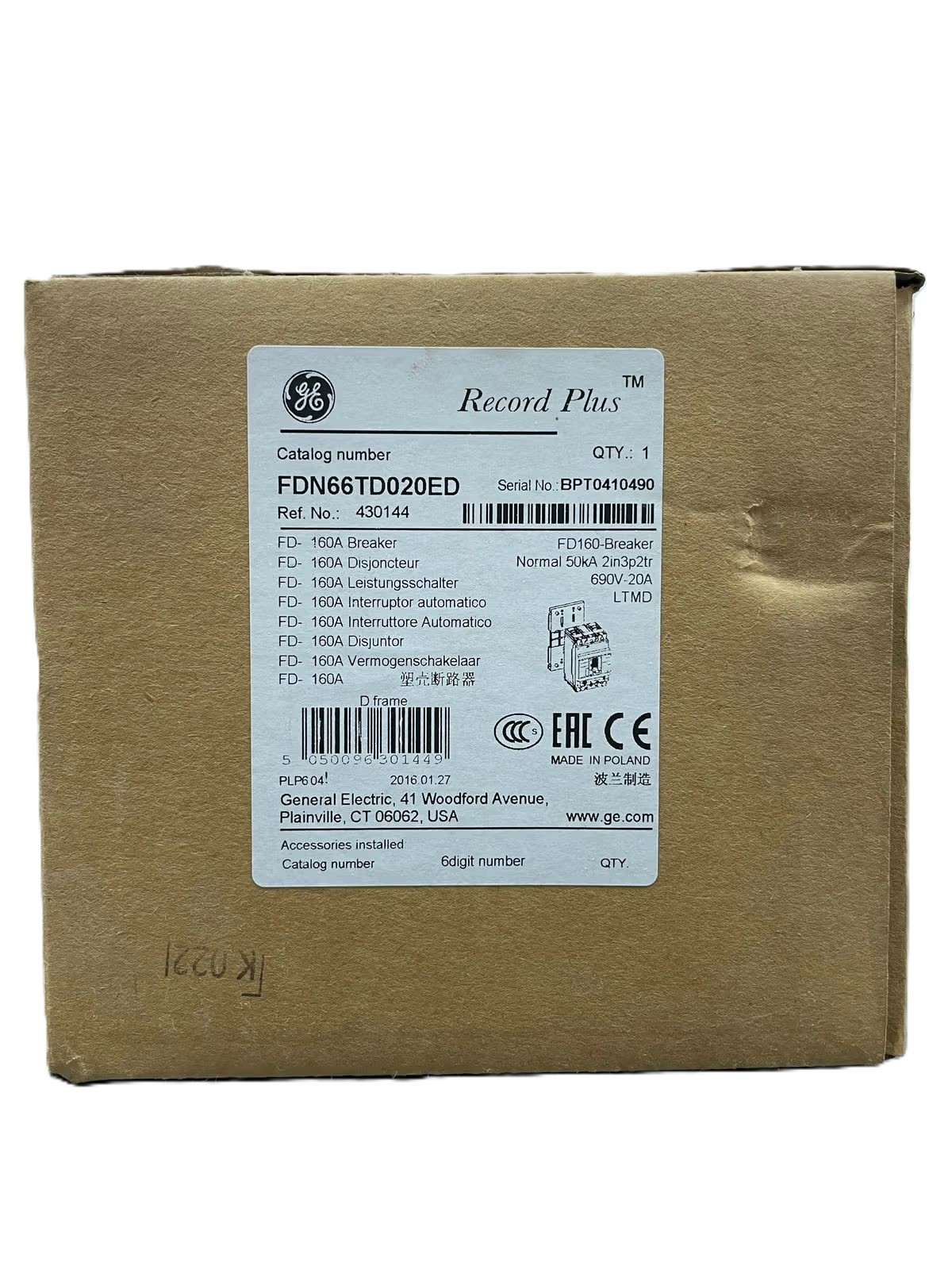 GE FD160 3 Pole MCCB 16A & 20A thumbnail 2
