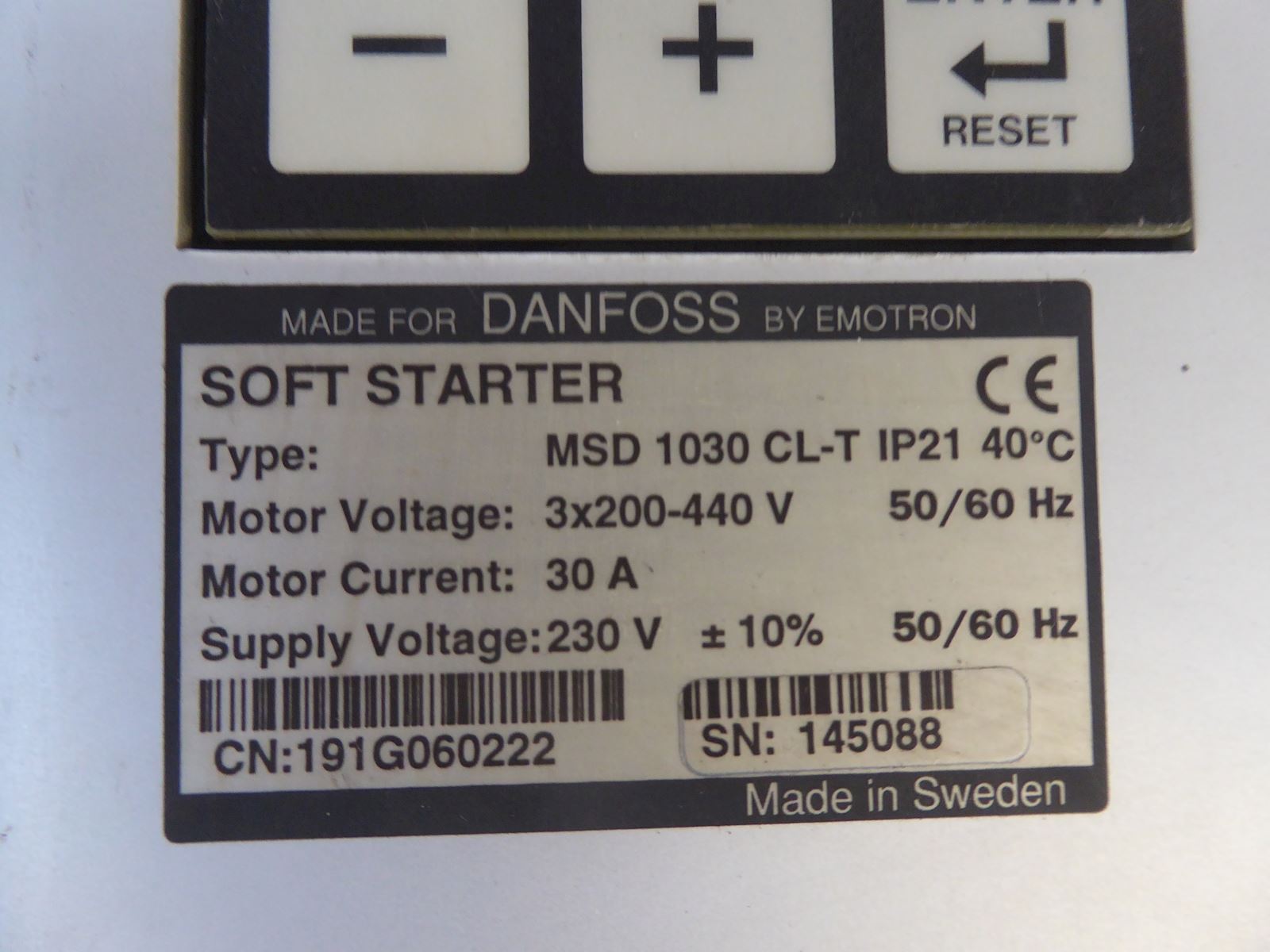 Danfoss MSD 1030 CL-T Soft Starter IP21 30A thumbnail 2