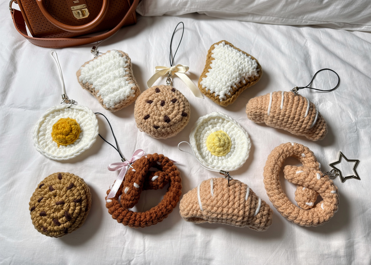 Breakfast Mini Keychains Crochet Pattern