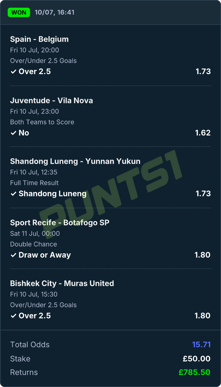 Yesterday's PUNTS1 bet slip