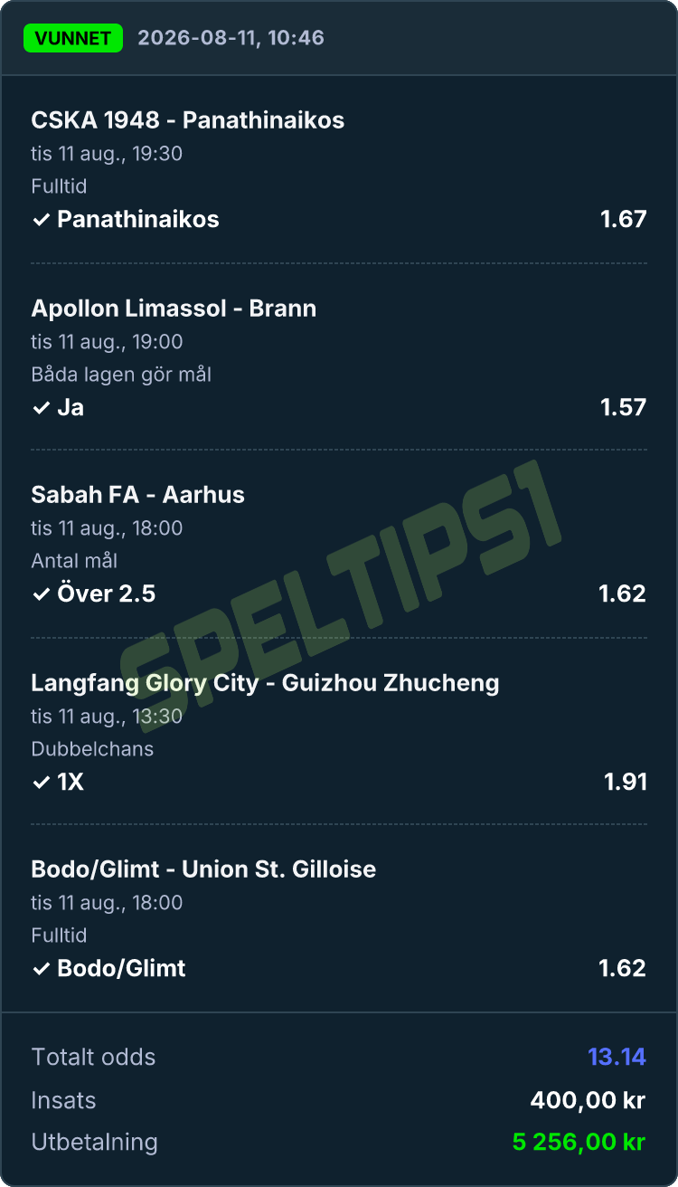 SPELTIPS1 spelkupong från igår