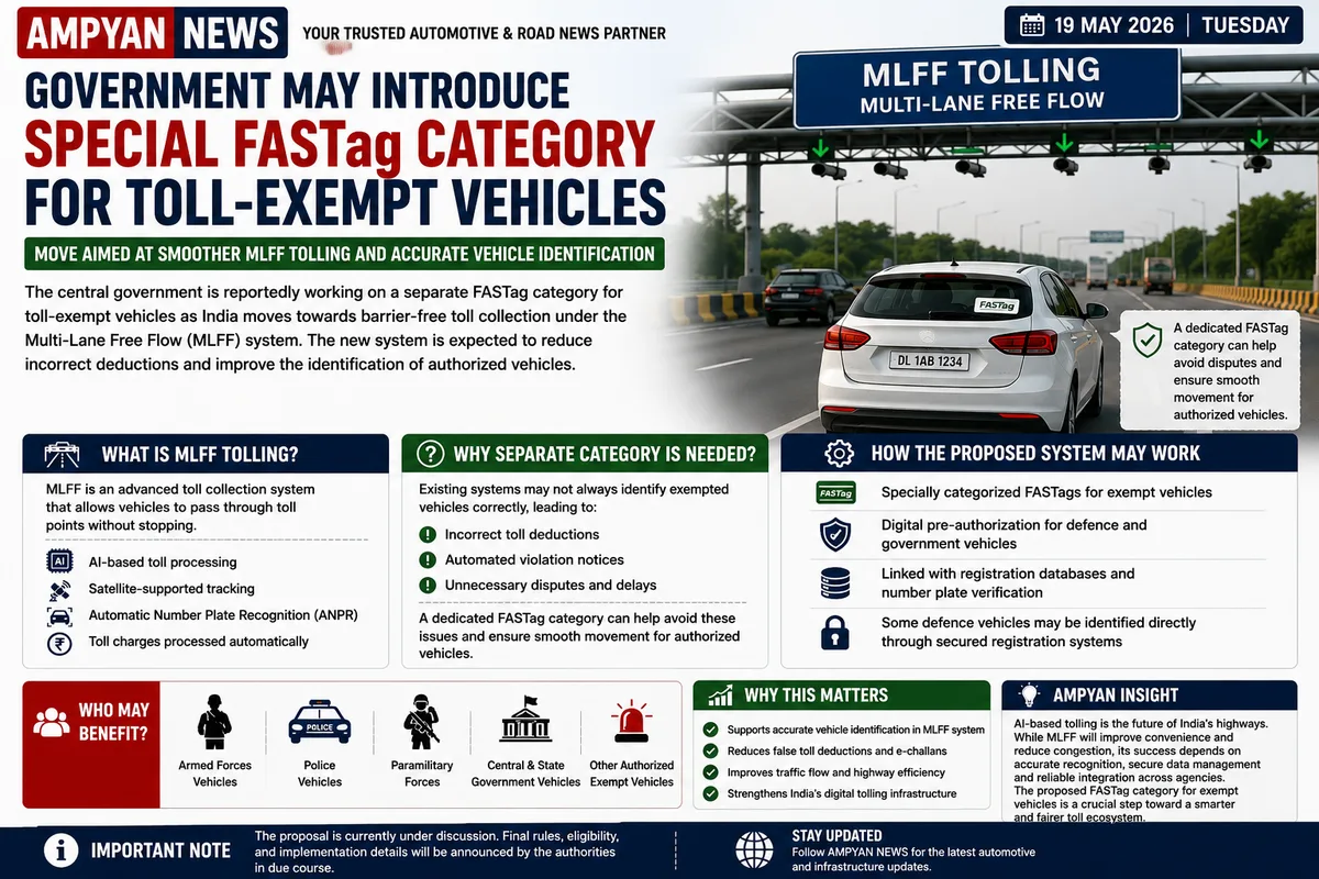 Government May Introduce Special FASTag Category for Toll-Exempt Vehicles