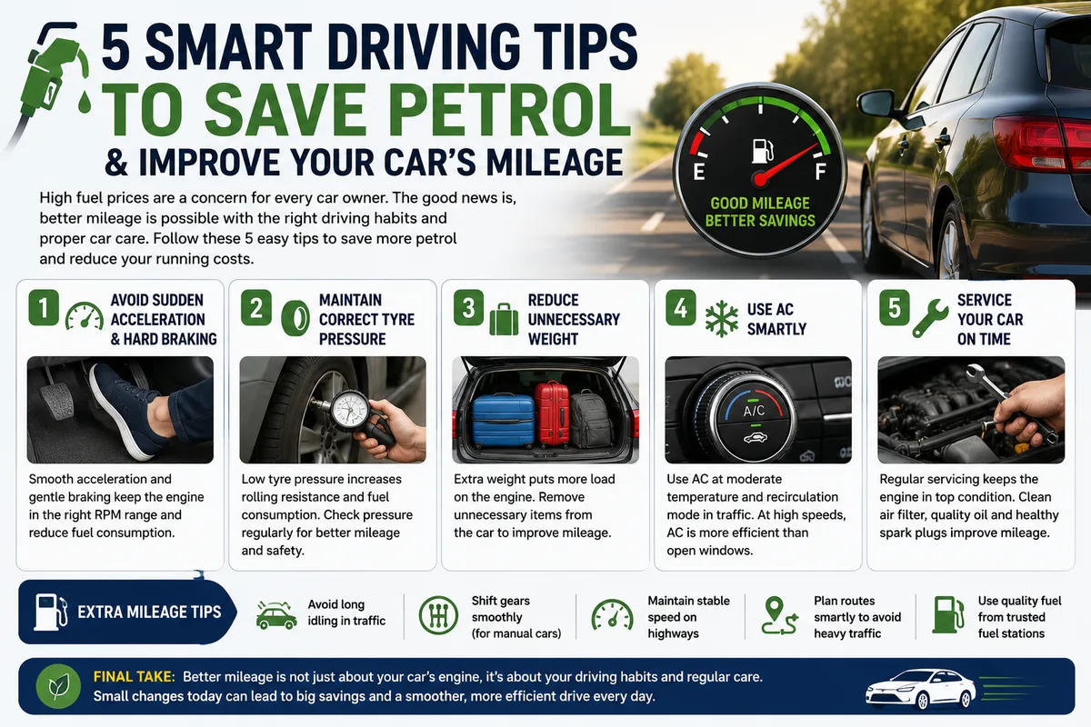 5 Smart Driving Tips to Save Petrol and Improve Your Car’s Mileage