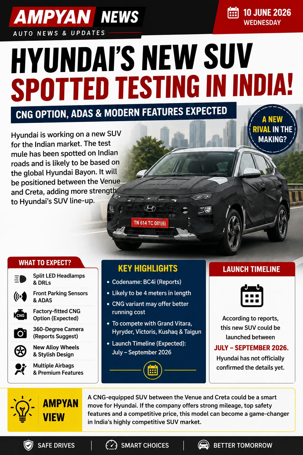 Hyundai’s New SUV Spotted: CNG Option Could Make It a Strong Rival in India