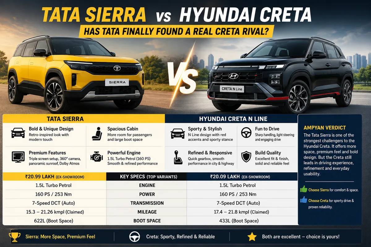 Tata Sierra vs Hyundai Creta: Has Tata Finally Found a Real Creta Rival?