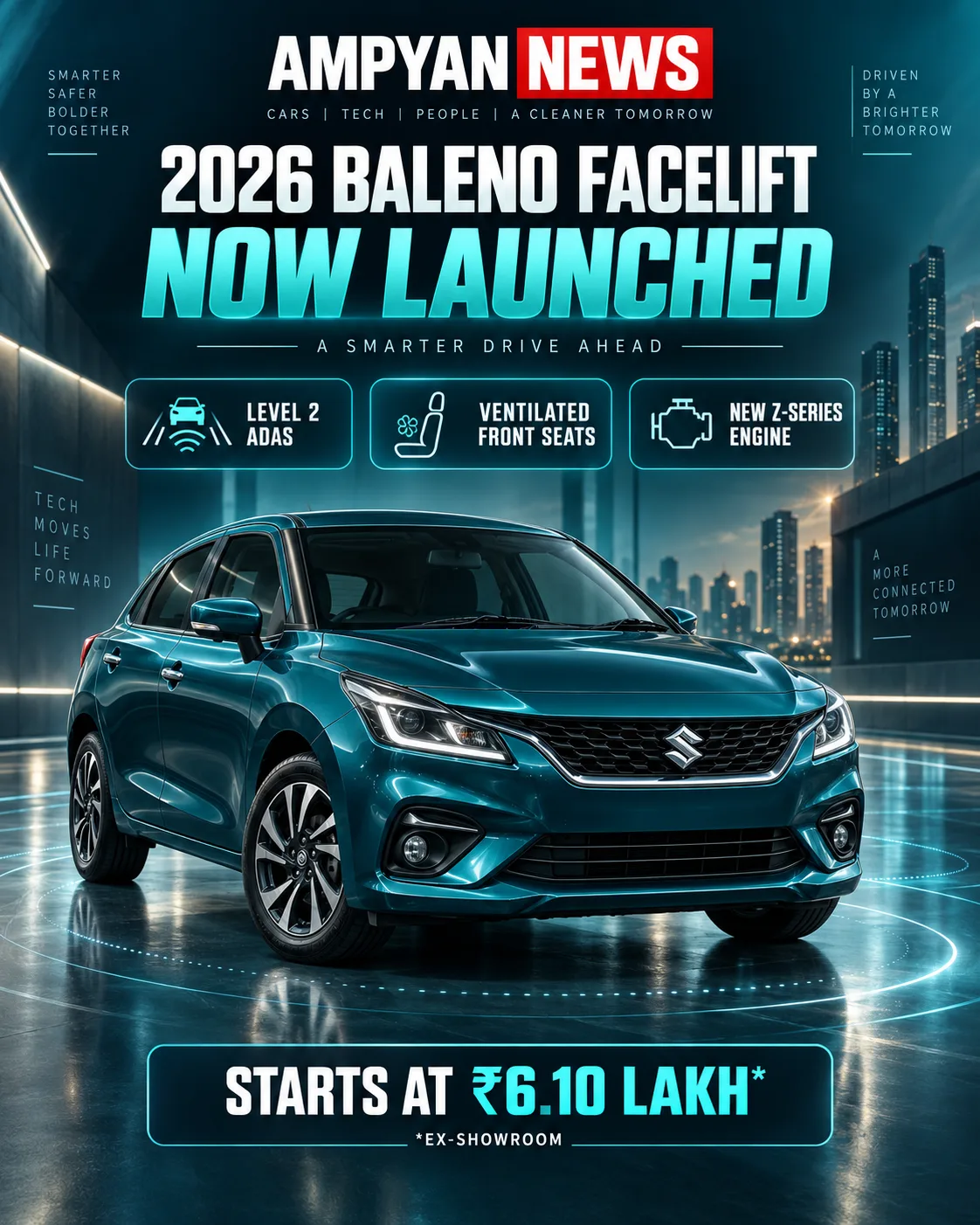 2026 Maruti Suzuki Baleno Facelift Launched with Level 2 ADAS and Ventilated Seats