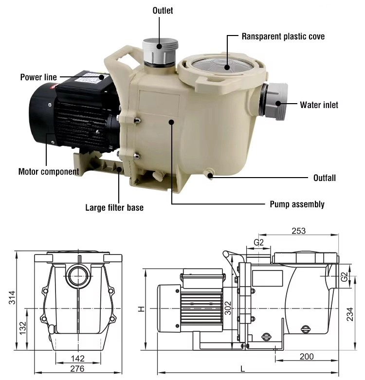 pool pump dimensions