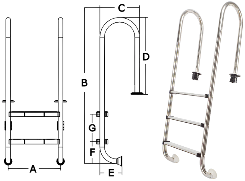 anti slip pool ladder dimensions