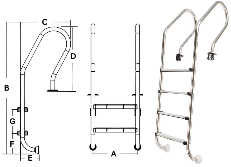 pool ladder dimensions