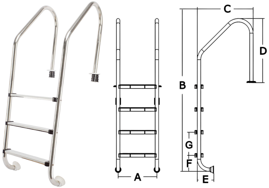 stainless steel pool ladder dimensions