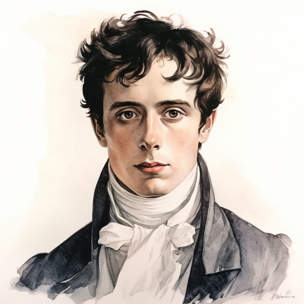 Water color portrait of Augustin-Jean Fresnel.