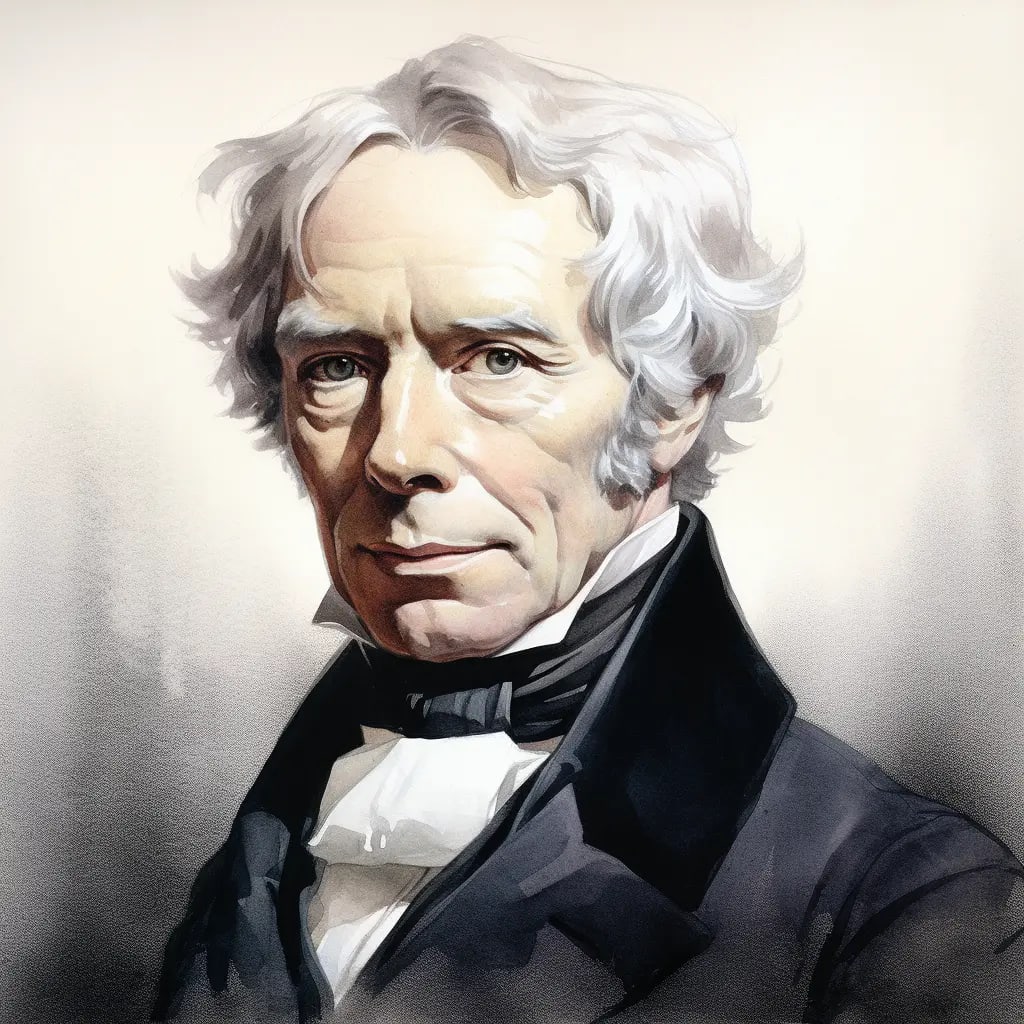 Water color portrait of Michael Faraday.