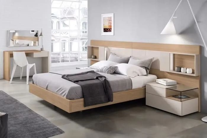 Cama lineal M103 - Carvalo y Capri