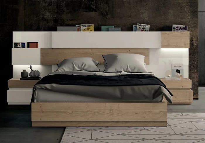 Cama lineal M110 - Rovere y Blanco