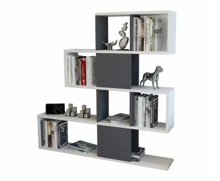 Librero M368 - Blanco y Plomo