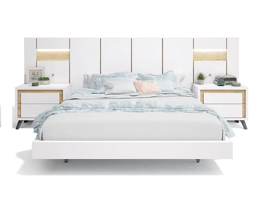 Cama lineal M111 - Blanco y Carvalo vista 2